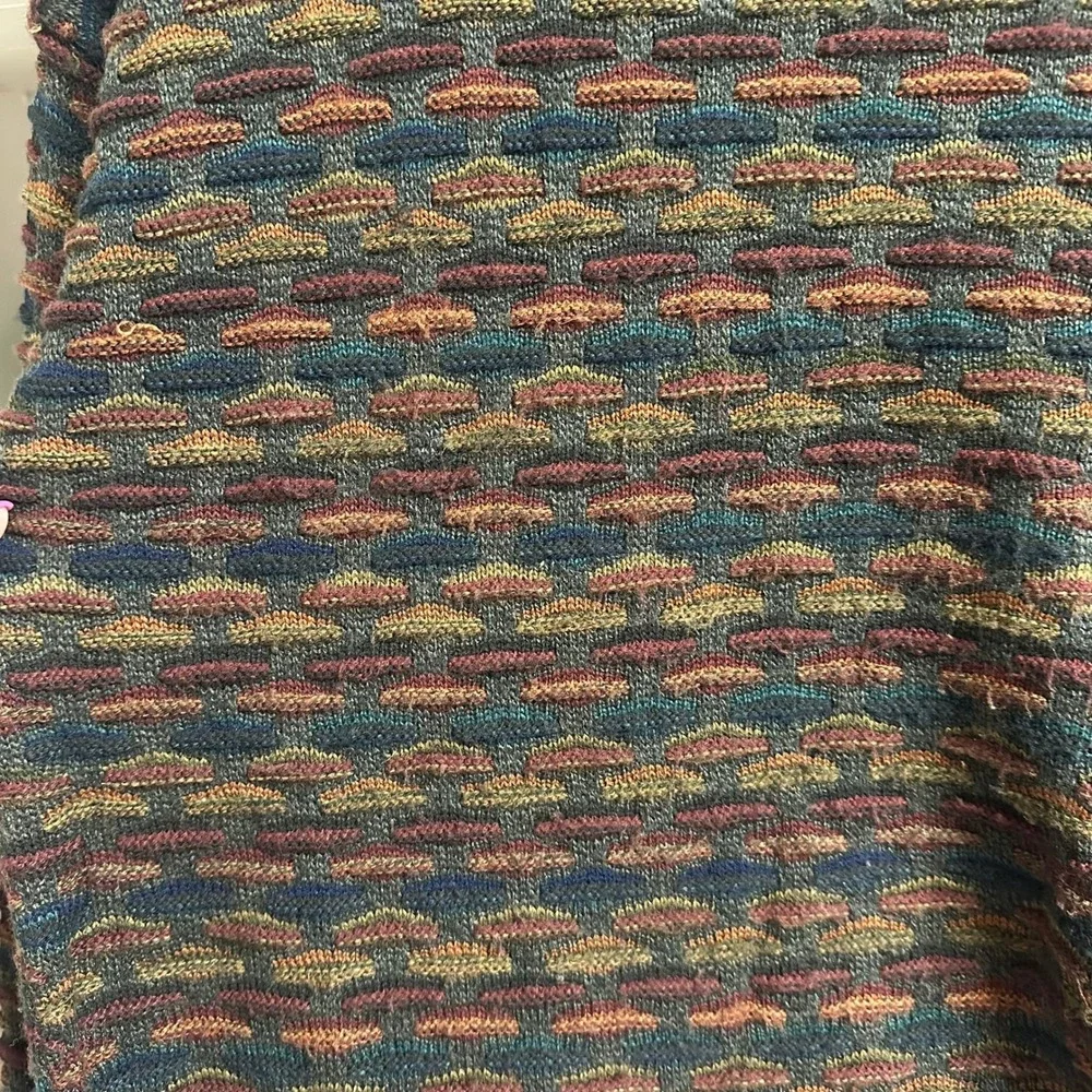 Vintage Serafini Coogi Syle 3D Textured Knit Hip Hop Abstract Sweater‎ Grandpa M